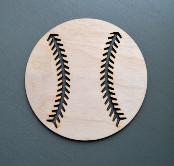Baseball wood cutout Laser Cut Baseball by docjlasercreations