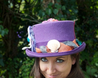 Magical Sea Sprite Nautical Delight One Of A Kind Faery Altered Wool Top Hat Size Large