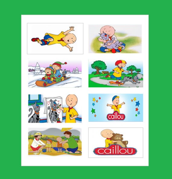 8 Printed Caillou Stickers Birthday party by Letshaveaparty0413