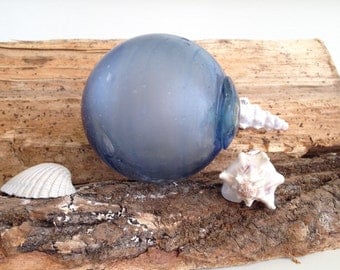 1 Antique Blue HANDBLOWN Glass Float - Antique Fishing Net Glass Float - Glass Float - Antique Glass Floats - Buoy Balls - Glass
