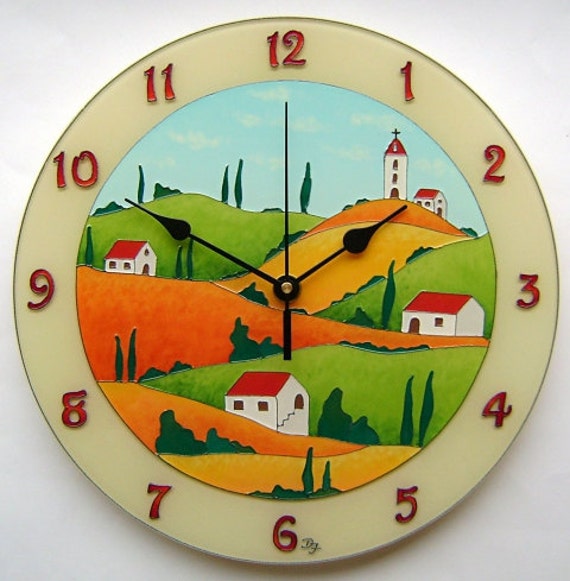 Items similar to Glass wall clock,Handmade on Etsy