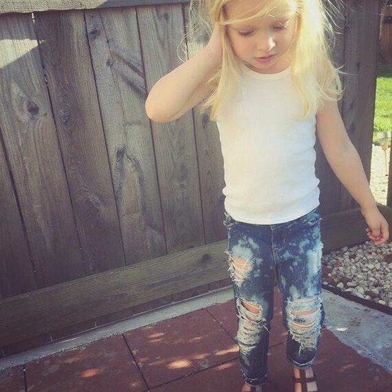 Custom distressed toddler jeans by WhitsBabyDenim on Etsy