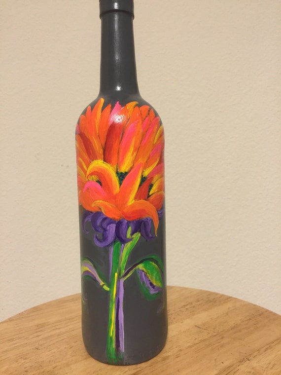 Items Similar To Painted Wine Bottle On Etsy   Il 570xN.768423716 53ir 