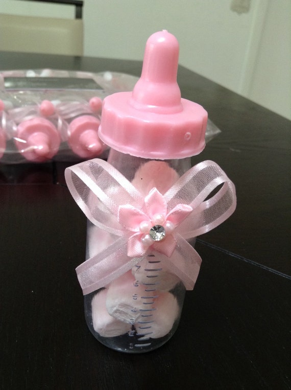 12 Pink mini fillable baby bottles by BAYGIRLWORKS on Etsy