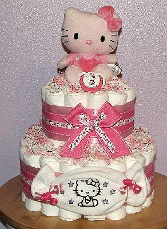 Hello Kitty Diaper Cake by DianesLittleDivas on Etsy