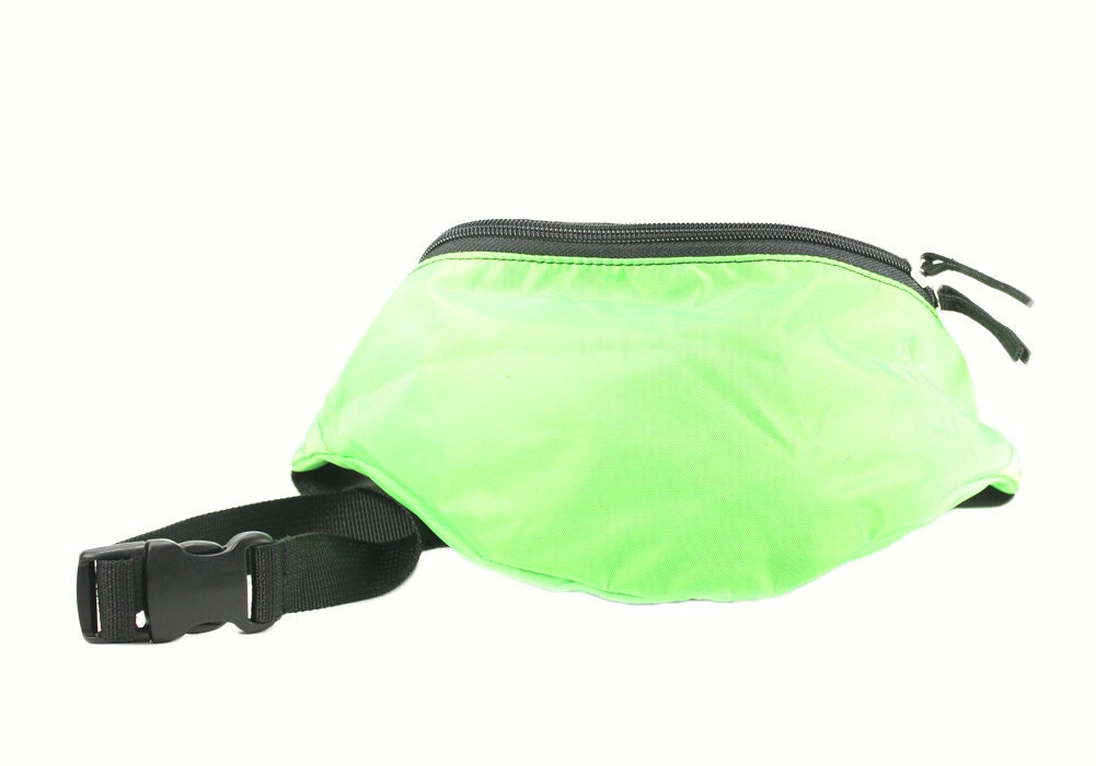 Neon Green Nylon Fanny Pack Hip Bag made from nylon