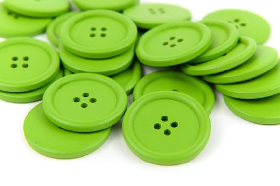 10 Large Green Wood Buttons 4cm 40mm 1.625 inches - 4 holes Big Jumbo