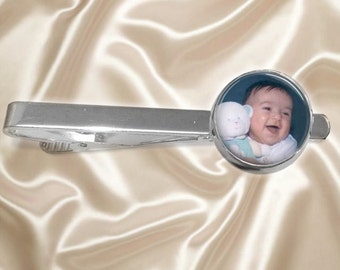 Custom Photo Tie Clip - Tie Bar - Personalized for Dad or Wedding - Men's Keepsake - Father's Day