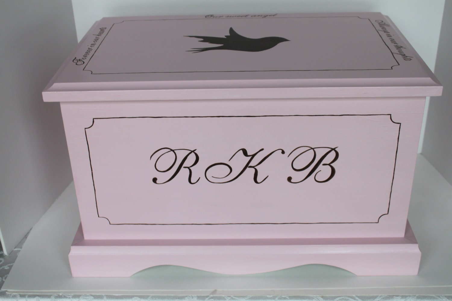 Bereavement Keepsake chest memory box personalized Pink