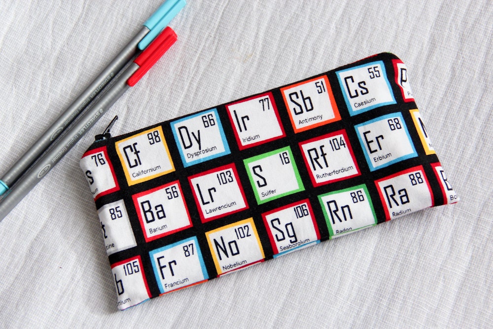 periodic table of pencil case elements chemistry science by diaboloKiwi Zipper periodic table pouch