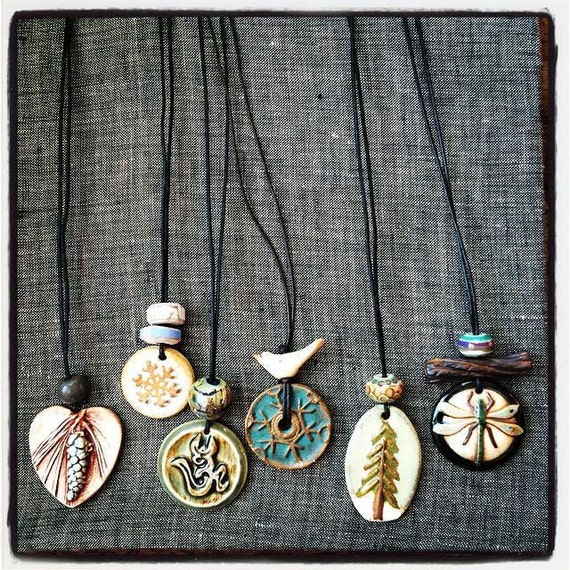 Items similar to Simple Ceramic Pendant Necklaces on Etsy