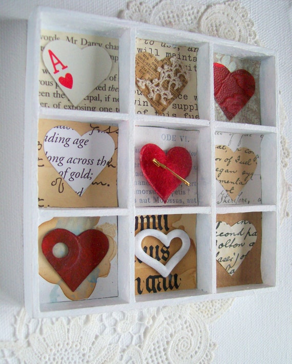 Hearts Original altered art mixed media collage on by artangel