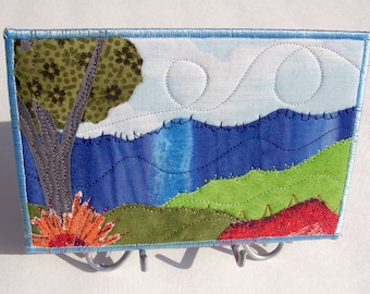 Rustic Modern Art - Nature Landscape - Blue Ridge Mountains - Mountain Landscape - Fabric Art- Wall Art - Office- Art - Coworker Gift