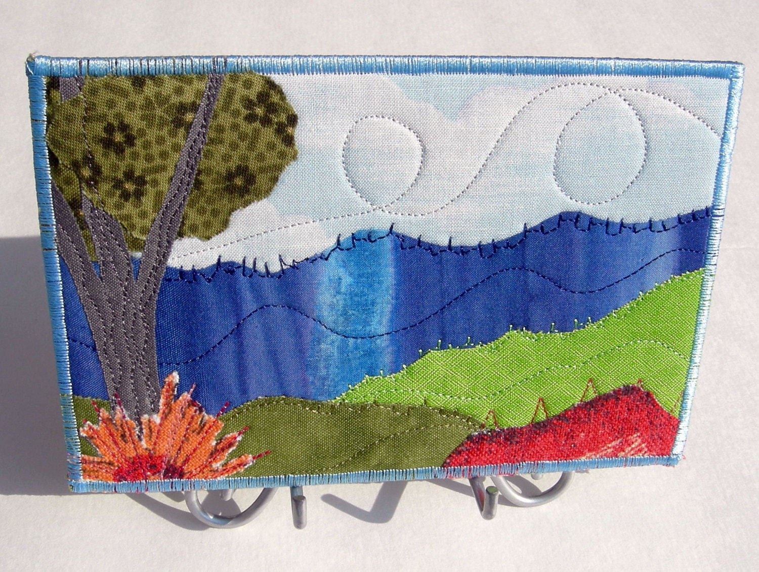 Fabric Postcard Handmade Quilted Postcard Art Landscape Art