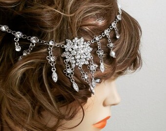 Great Gatsby Headpiece, Bridal Hair Jewelry, Wedding Headband Crystal, Bridal Headpiece Vintage, Prom, Party, Pearl Rhinestone Hair Piece