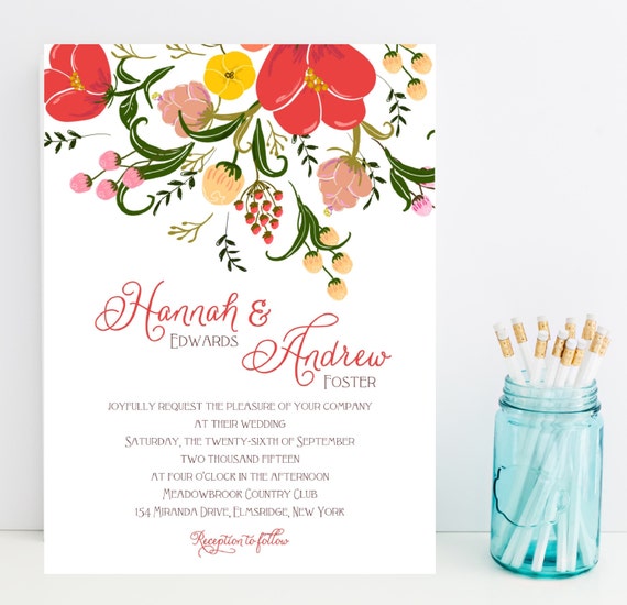 Gorgeous floral wedding invitations