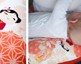 nursing pillow XXL 195 cm MODERN OWLS Pink by millemarille