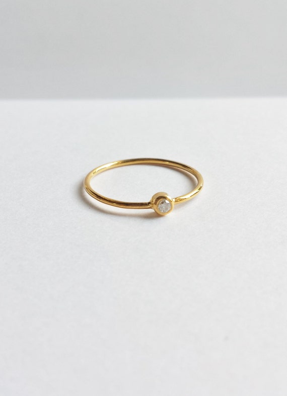 Petite 14K Yellow Gold Diamond Engagement Ring by Anneke van Bommel