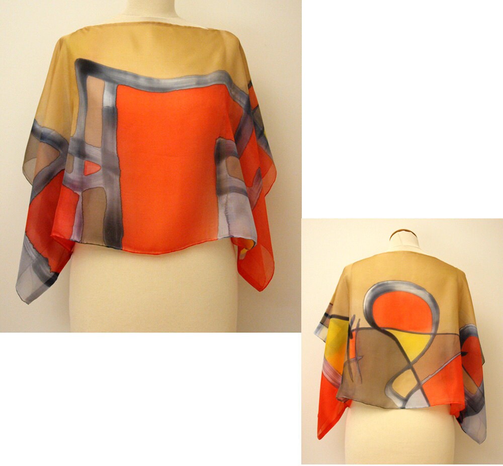 Silk blouse hand painted-Silk scarf-Wedding blouse Scarves