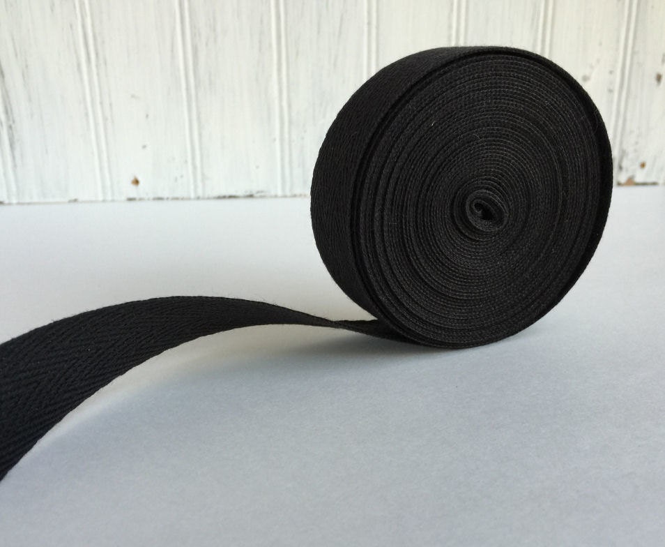 Black Twill Fabric Ribbon Cotton Twill Tape Black Medium