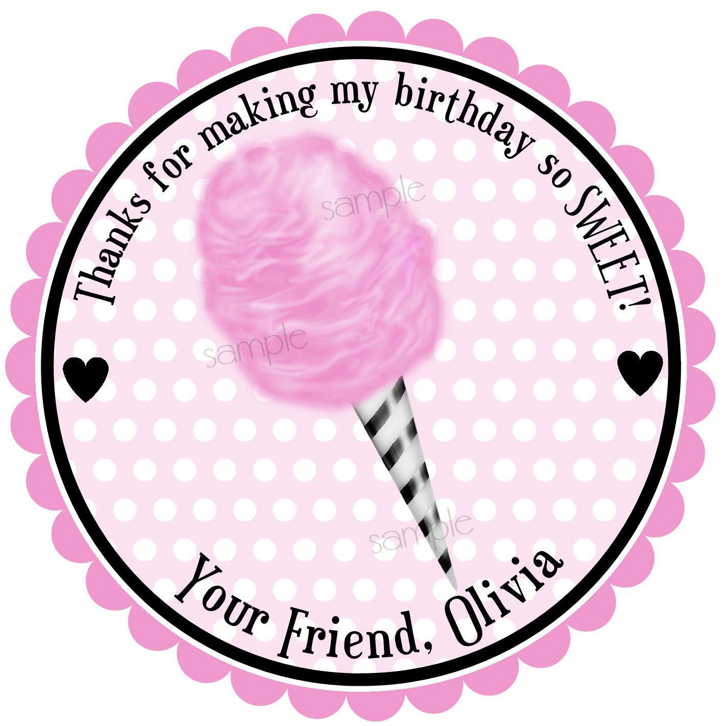 Pink and Black Cotton Candy Stickers Cotton Candy labels
