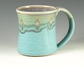 Coffee Mug Cup ,large ceramic mugs with large Handle, turquoise,  wheel thown (20oz) -- Perfect Hot & Chocolate