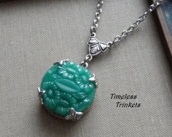 Jade Garden, Vintage Glass Button Necklace