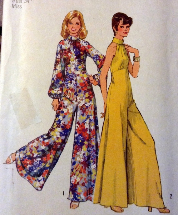 Vintage 70's Sewing Pattern Simplicity 5570 Misses' Jumpsuit Size 12 Bust 34 Uncut Complete