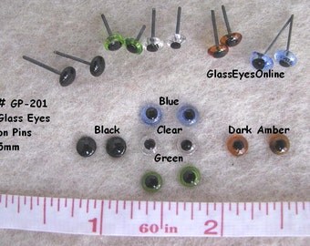 20 PAIR Glass Eyes On Wire Pins 3mm or 4mm or 5mm or 6mm for needle felted sculpture, teddy bears, felted animals, dolls, Ooaks (GP-201)