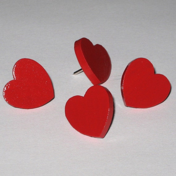 Heart Push Pins in Valentine Red for your Cork Board