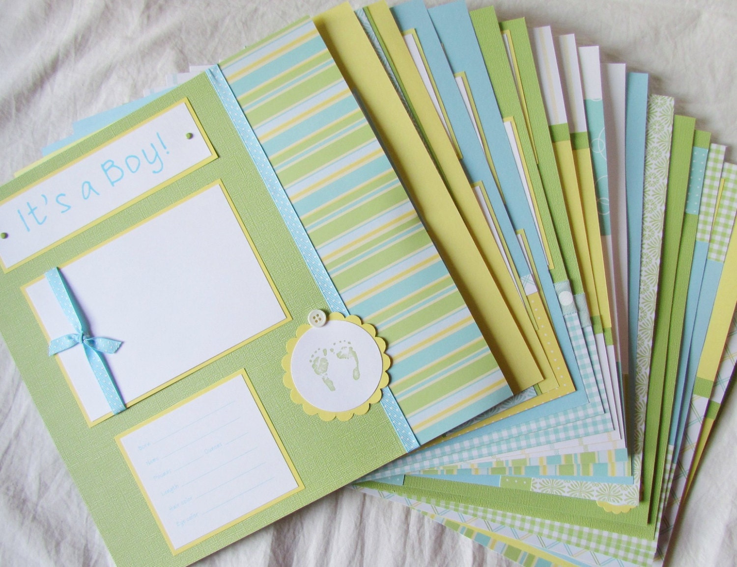 Scrapbook Album for BABY BOY 20 Premade Scrapbook Pages for