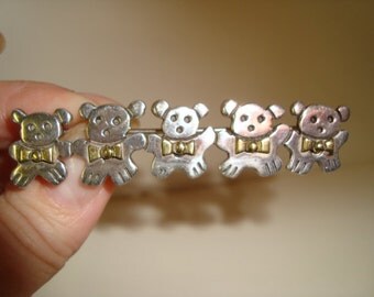 Vintage Teddy Bear Pin/Brooch Sterling Mexico