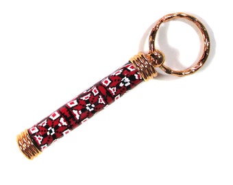Key ring or needle case Secret compartment 24K accents Millefiori polymer clay design KR110