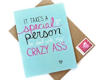 Funny Valentines Card Crazy Ass - Mature