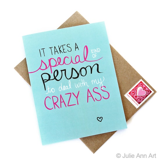 Funny Valentine Card - Friend Valentine - Crazy Ass - Mature