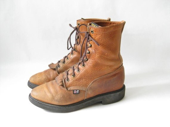 justin lace up ropers mens