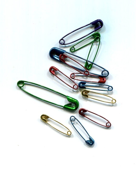 colored metal safety pins findings supplies 13 piece