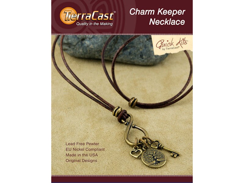 DIY Leather Necklace Kit TierraCast CHARM KEEPER Antique