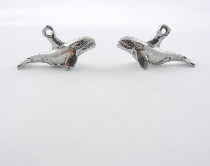 Pair of Dimensional Pewter Orca Whale Charms