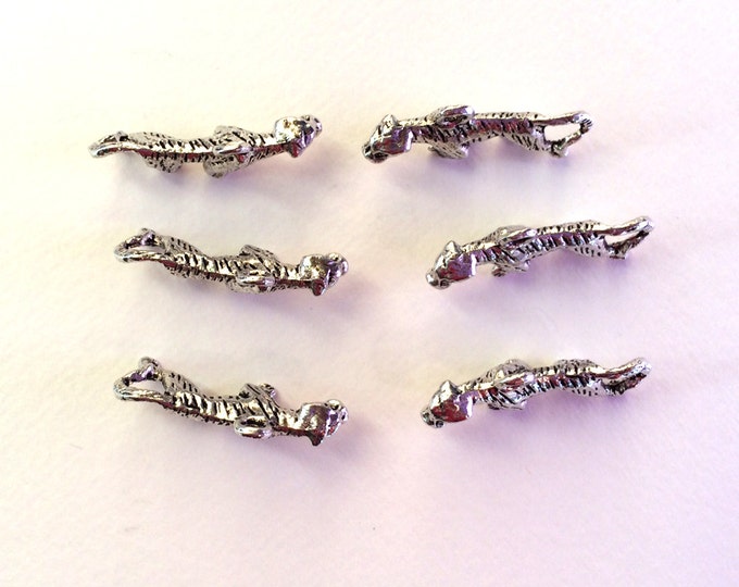 Set of 6 Pewter Tiger Charms