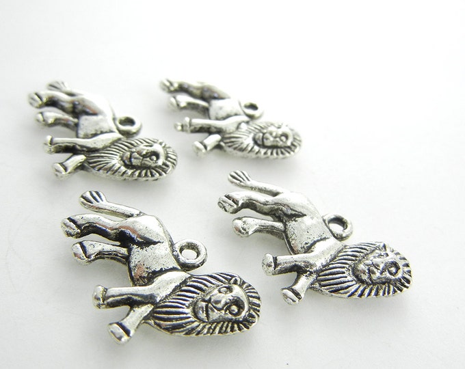 Set of 4 Pewter Lion Charms