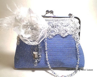 blue bridal clutch, evening bag, wedding clutch, bridal bag, Gatsby, spring wedding, flapper, prom, something blue, maid of honor