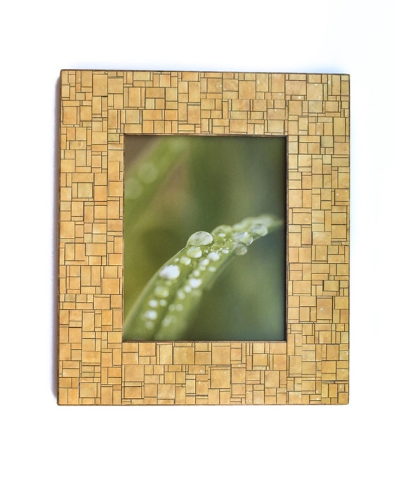 8x10 Picture Frame Handmade Paper Yellow Wall Decor by calyrew