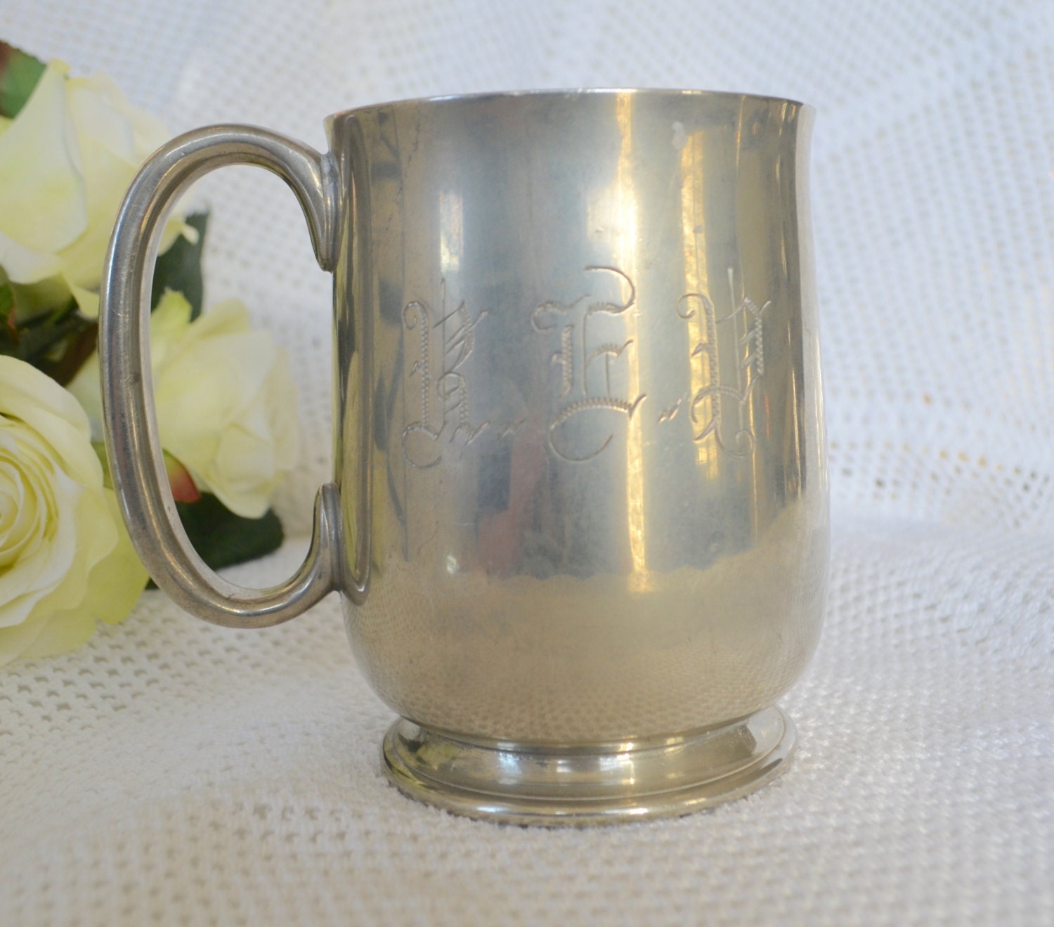 ENGLISH PEWTER CUP Civic Pewter 3477 Monogrammed by StudioVintage