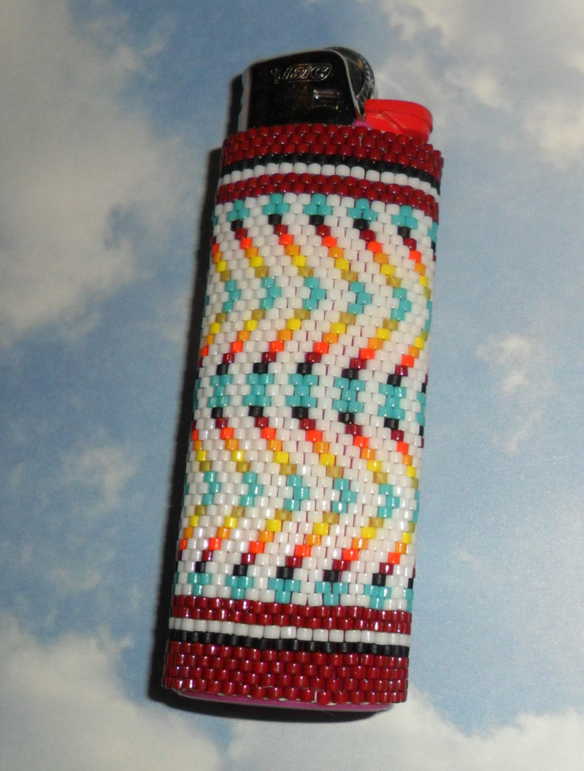 Laramie Beaded Lighter Cover by SoaringHawkTraders on Etsy