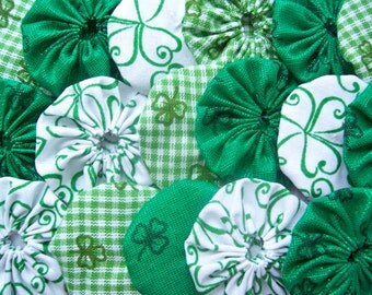40 Saint PATRICK 2 Inch Yo Yo Fabric Applique Quilting Block Barrette Hair Clip Trim