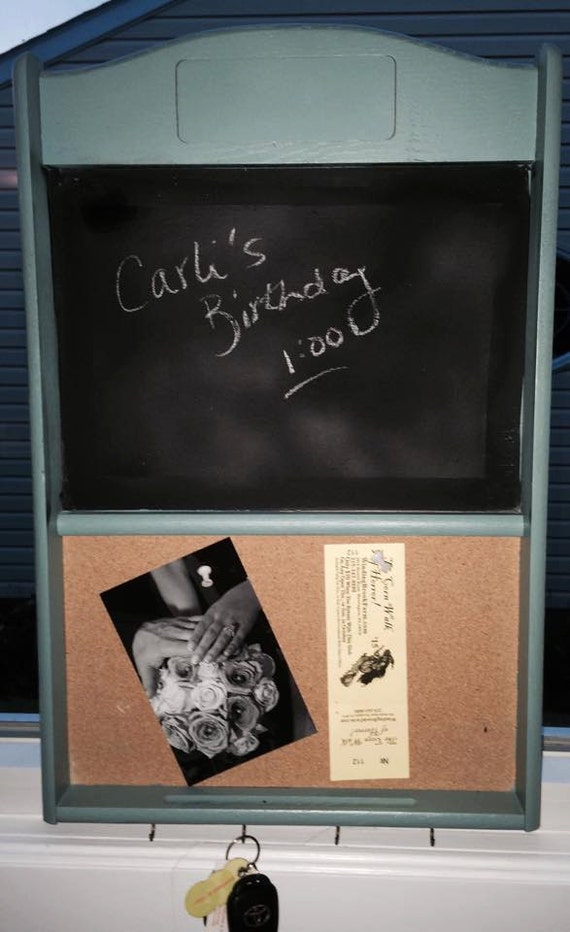 Hanging Chalk/Cork Board with Key Hooks