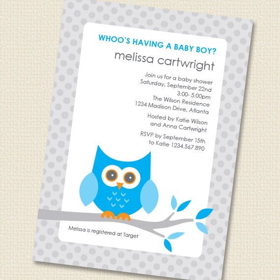 Baby Owl Boy Baby Shower Invitation Printable Personalized (Digital File) Il_570xn