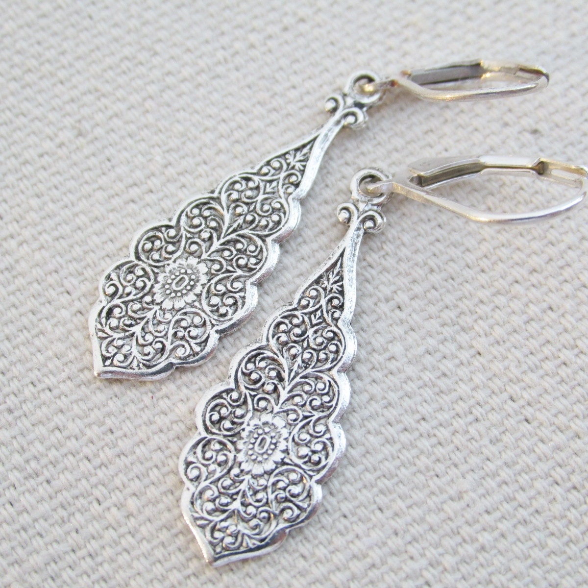 Dangling Silver Earrings Sterling Silver Art By Pinkingedgedesigns 1703