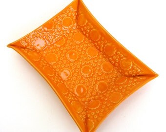 hand built porcelain tray ... retro ... happy and festive